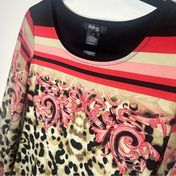 STYLE&co. Petite, size P/P, animal print/ floral dress, long sleeve - Picture 2 of 6